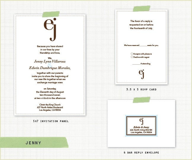 JENNY Wedding Invitation and RSVP Set
