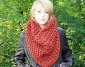 The Sumptuous Snood in Burnt Orange Spice....Giant Infinity Scarf Hood