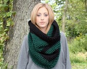 The Colossal Cowl.....Cowl/ Wrap/ Hood /Infinity Scarf in Pine and Black