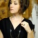 Arrow Necklace - Snowflake Obsidian - Arrow Chevron statement necklace geometric triangle - by Bark Decor