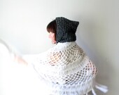 Charcoal hooded cowl. all seasonal hat and hair accessories