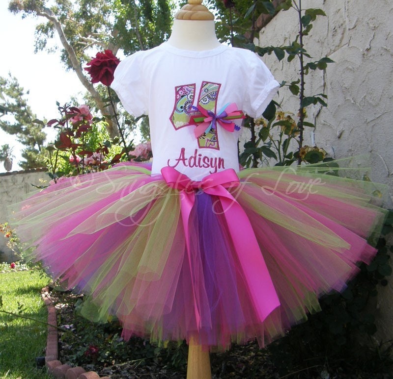 Birthday Tutu Skirt and Shirt - PERSONALIZED - For baby, infant, or toddler girl, Tutti Fruity Tutu - Sizes 12mos - 2T