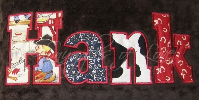 Cowboy Pillow - Western Pillow - PERSONALIZED Minky Pillow - Appliqued with YOUR NAME in Western Fabrics - Custom Made