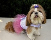 Dog Dress Hearts Pink Silver Tutu Wedding
