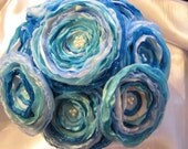 Jillianns AQUA and TURQUOISE satin and tulle BOUQUET