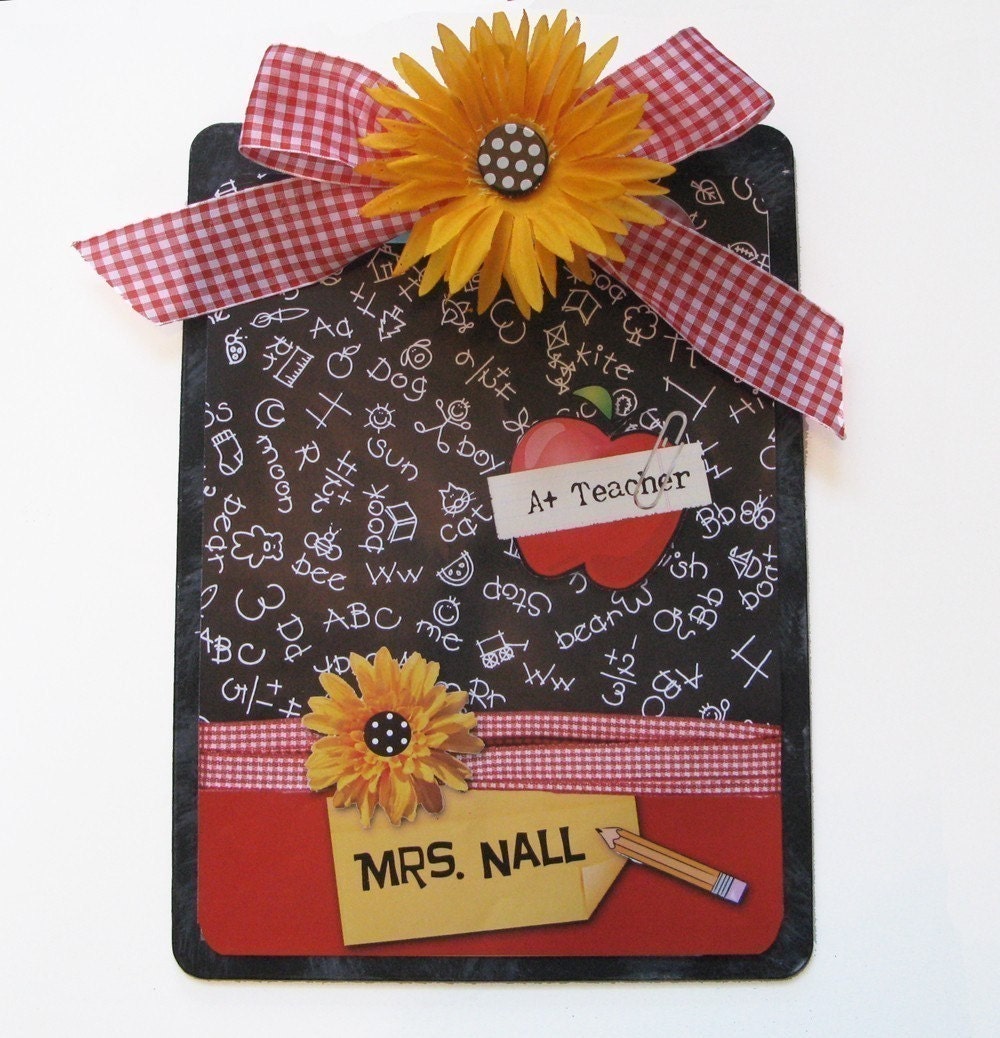 Teacher Gift Clipboard Daisy A-Plus Blackboard Personalized