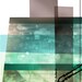 Abstract fine art digital collage: Distant 2 - archival print of aqua, beige, and mauve transparent layered digital collage