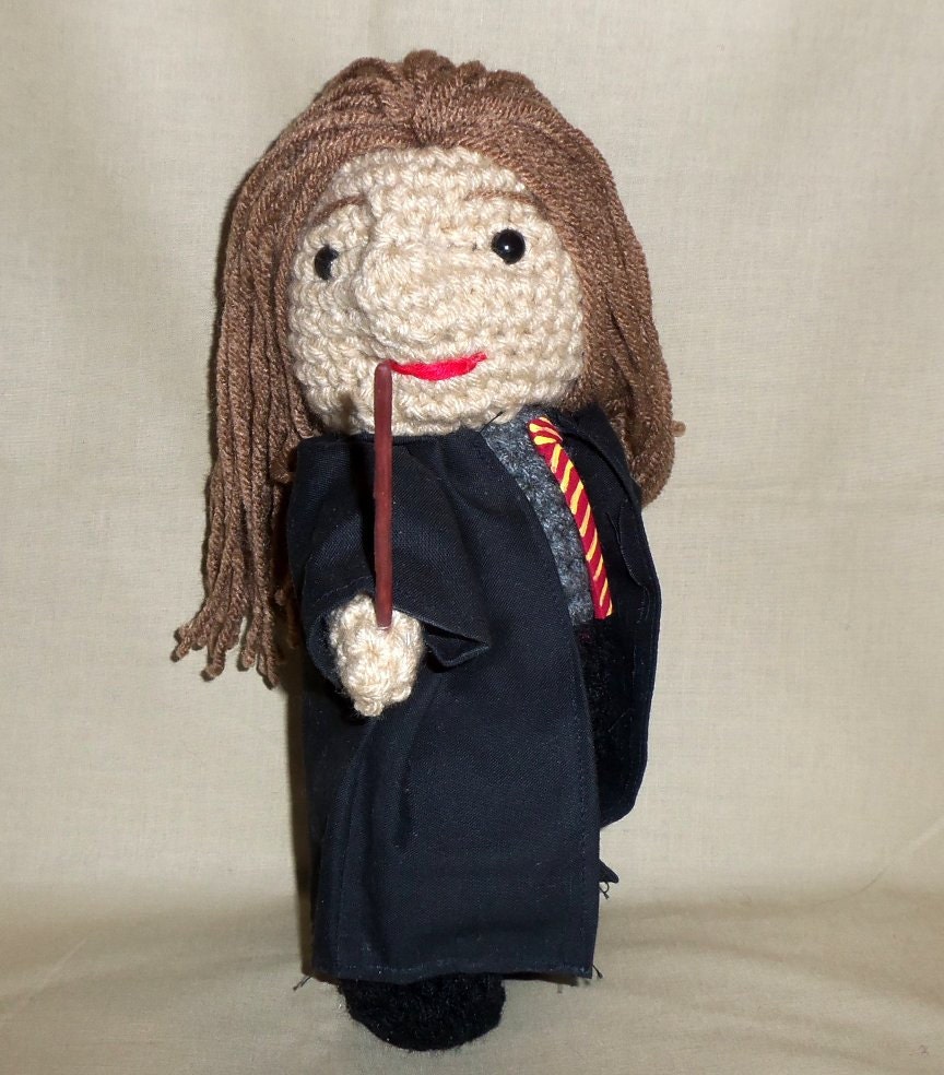 Hermione Granger Crocheted Doll 7 Inches Tall  Ready to Ship