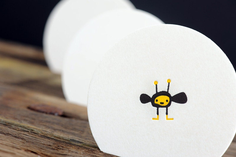 Bumble Bee - Letterpressed Paper Coasters