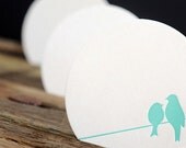 Turquoise Love Birds on a High Wire - Letterpressed Paper Coasters
