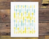 Kitchen Utensils Letterpress Art Print