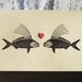 5 letterpress cards - punk fish in love