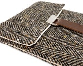 Nook Simple Touch / Kindle Touch case - black and brown herringbone tweed