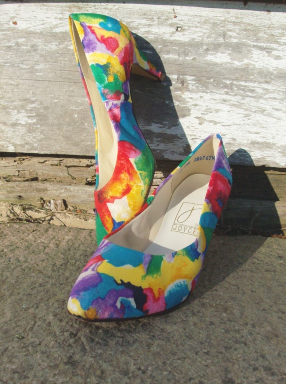 KARMA CHAMELEON  Vtg. 80'S  Sweet Flower Print Pumps Sz. 8.5 US 39 Europe