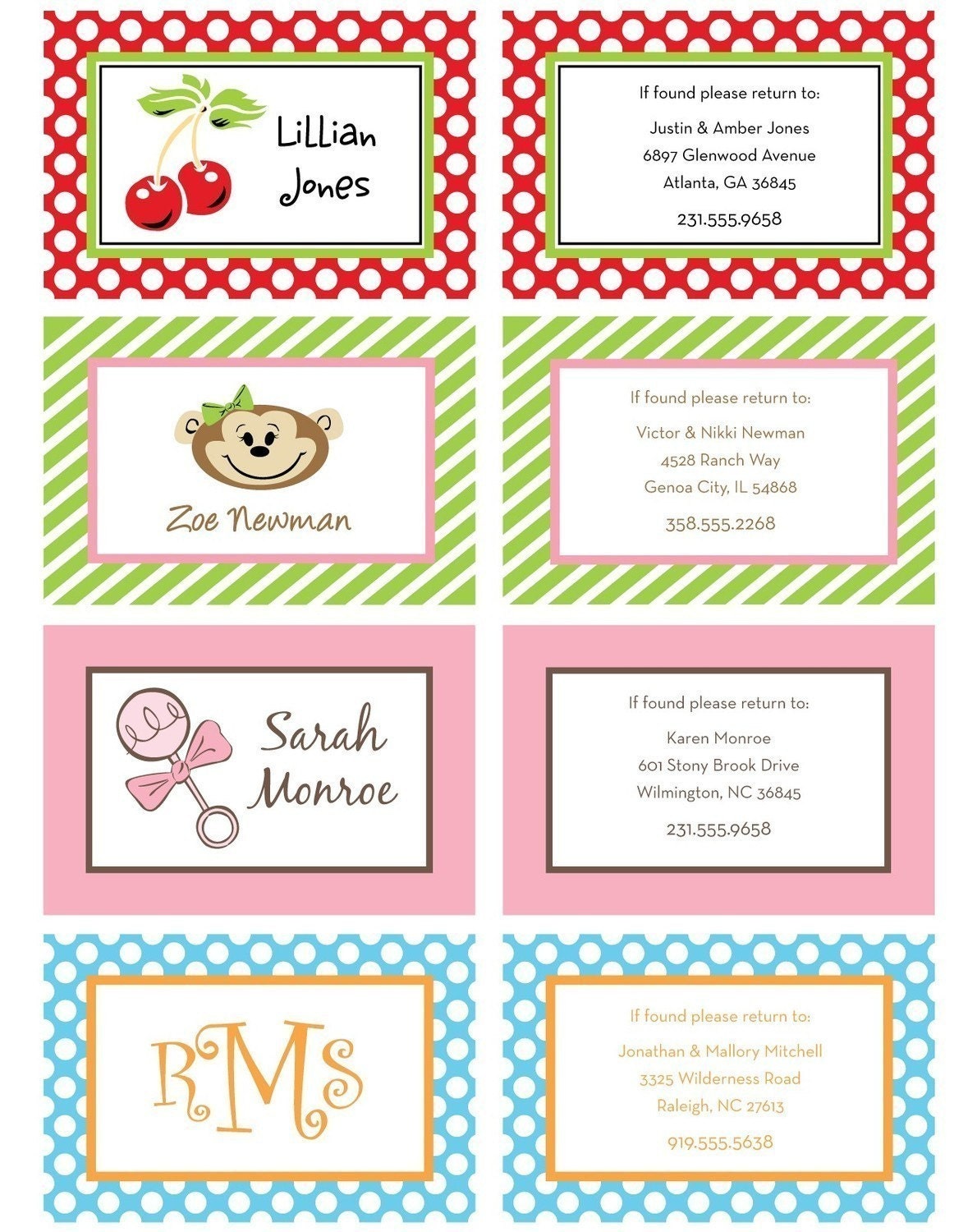 Bag tags for girls, personalized - you pick the design Il_570xn