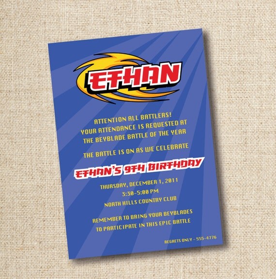 Beyblade birthday party invitation (custom), printable file Il_570xn