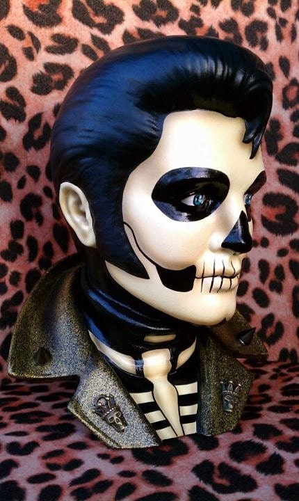 RESERVED for SAMMI Gold Jacket Santa Muerte Day of the Dead Ceramic Bust