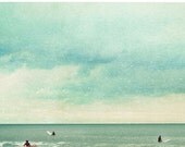 SALE - 25% OFF Surf, Beach Decor, Gifts for Him, Green, Teal, Cream, Large - Only Chasing Safety -  12x10 Signed Print by Tina Crespo
