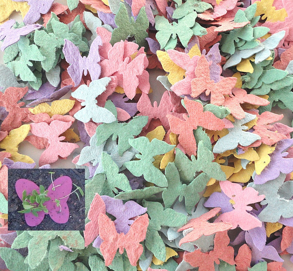 200 Plantable Seed Paper Butterflies - diy wedding favors, place cards, save the date cards, creative invitations