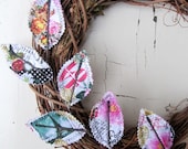Fabric Leaf Wreath - Valentine's Day Pink Blue Pastel Paris Black Polka Dot Door Decoration