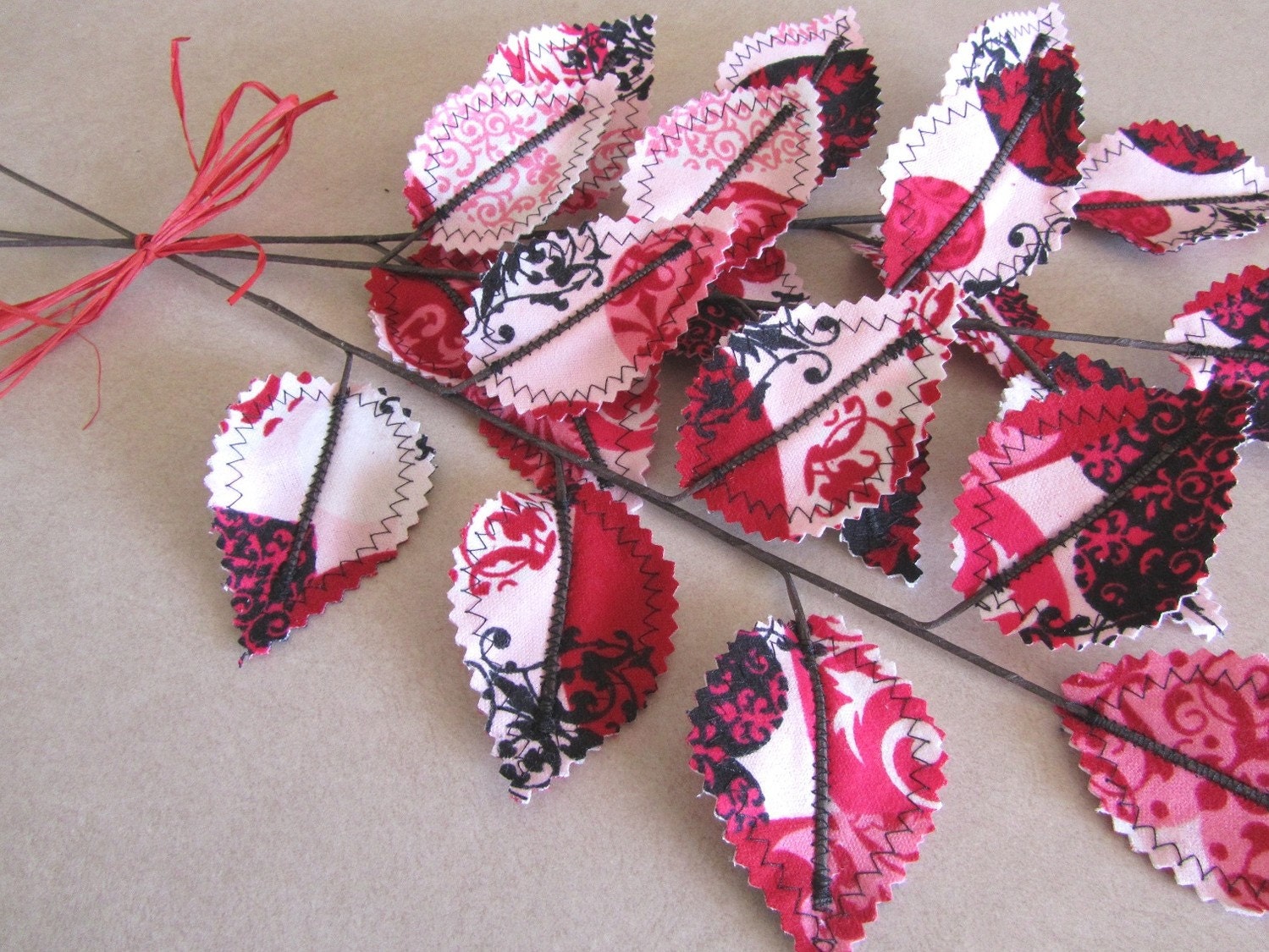Fabric Leaves - Valentine Heart Branches Christmas Gift Free Shipping Etsy Sale