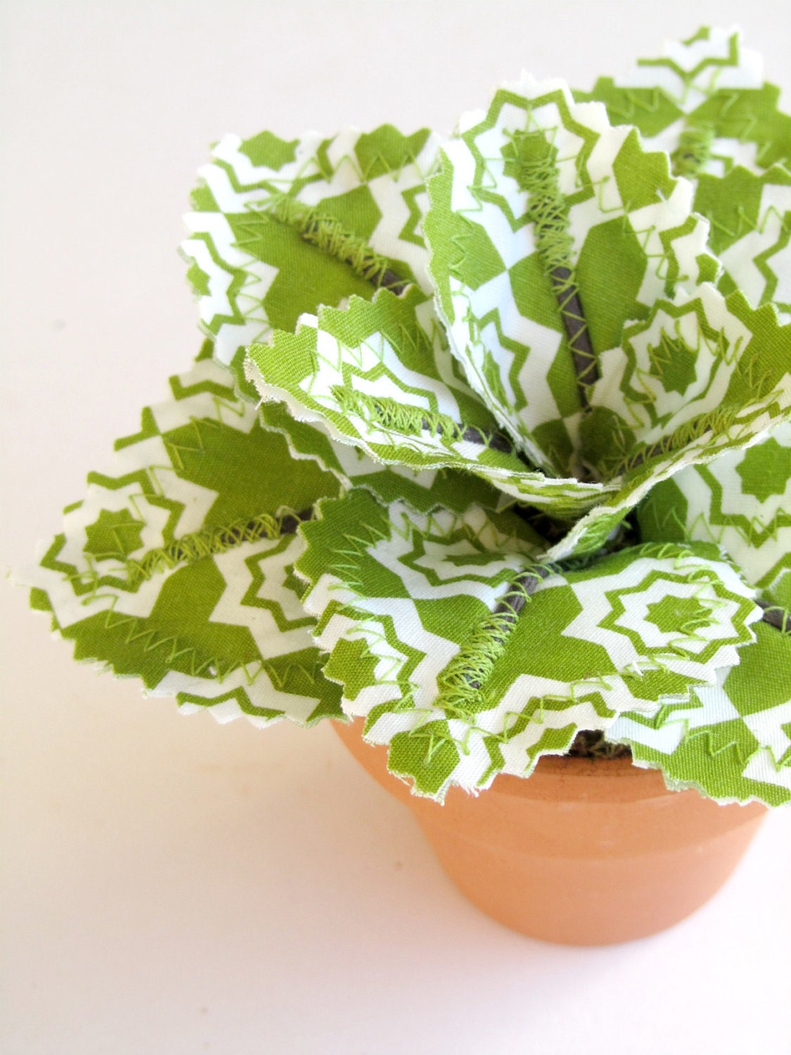 Fabric Leaf Potted Plant - Avocado Green Tiles Spring Succulent