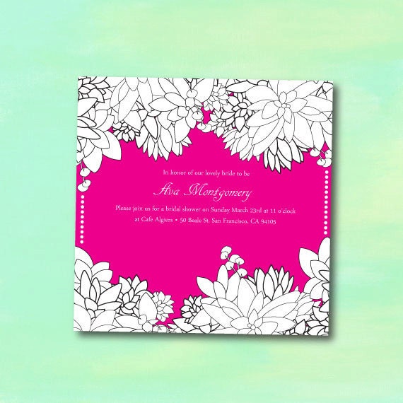 Custom Fuchsia Wild Succulents Bridal Shower Invitation Il_570xn