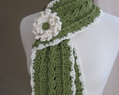Crochet Pattern pdf Country Crochet Cable Scarf w/ Blossom