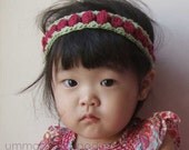 Baby, Kids. Girls, Winterberry Headband - burgundy, celery