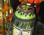OOAK Witches Elixir glass HALLOWEEN potion JAR Witches Midnight  Victorian collection