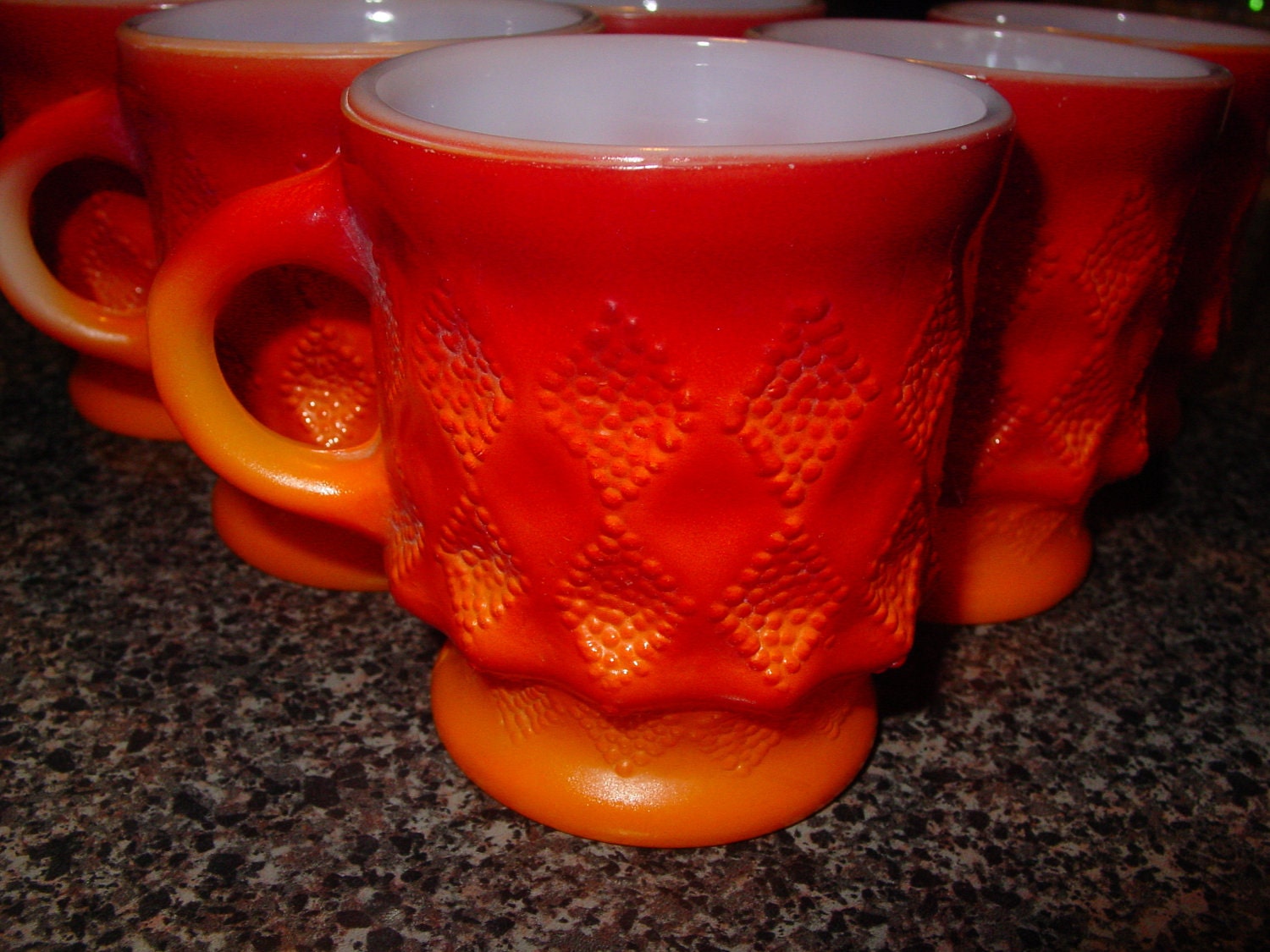KITSCH KITCHEN Vintage  set of 6 FIREKING coffee cups