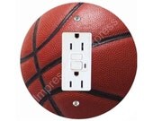 Burgundy Basketball Sports Ball GFI Outlet Plate Cover