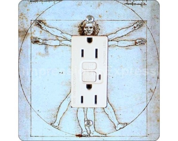 Vitruvian Man Da Vinci Drawing Square GFI Outlet Plate Cover
