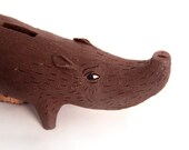 Rustic Scandinavian Modern Ceramic Javelina Piggy Bank