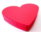 Set of 25 - 2 1/2" inches wide - RED - Large Hearts - Hand Punched Blank Cardstock - Die Cut Gift Hang Tags