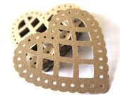 Set of 25 - 1.75  inches wide - KRAFT - Doilie Hearts - Hand Punched Blank Cardstock - Die Cut Gift Hang Tags