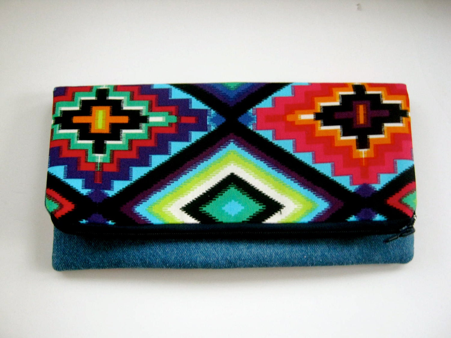 Fold Over Clutch Bag - Navajo Turquoise Womans Fashion