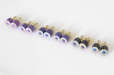 color pencil ear studs, the blue and purple series