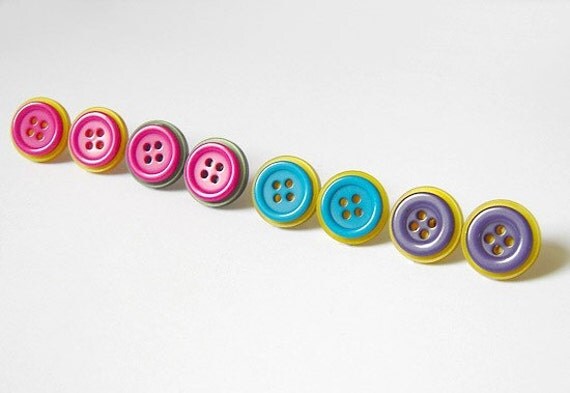 HAPPY BUTTON ear studs posts (Limited Edition), last 2 pairs