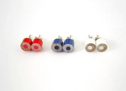 color pencil ear studs, Special Edition - Country Flags (Brizil, Germany, Spain, USA, Canada, UK, AUS, England, Japan)