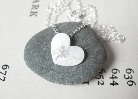 Mended heart necklace in sterling silver, handmade in England