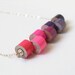 Sterling silver color pencil necklace, No.06, Pink and Purple
