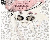 Fashion Illustration, pink, glasses, leopard print, portrait