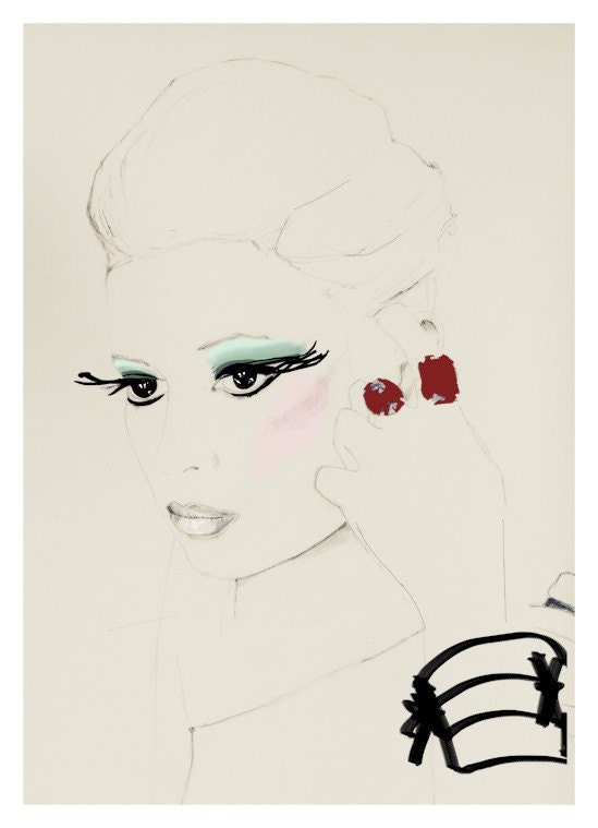 painting, fashion art, fashion illustration, cream print