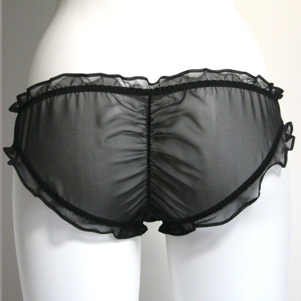 Black Sheer Silk Underwear- 'Peachy Keen' Handmade Knickers