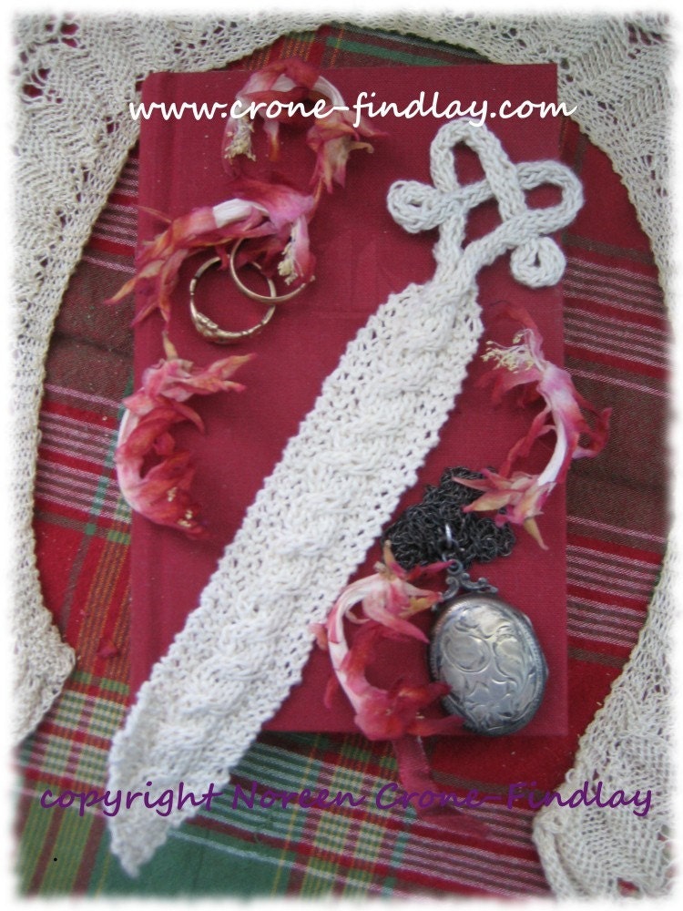 Knitted Heart bookmark (cables and cords and hearts oh my) PDF Pattern