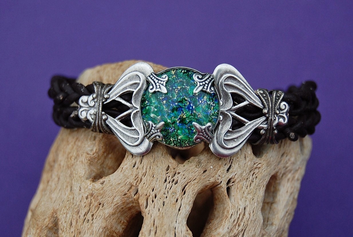 Earth Element - Leather Lace Bracelet - by  Last Day of Forever Designs