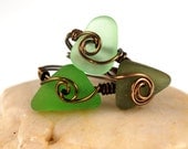 Green Sea Glass Wire Wrapped Ring - by Last Day of Forever Designs