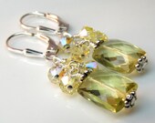 Lemon Quartz Earrings, Yellow Stone, Sterling Silver, Citrine Color, Handmade Jewelry, Spring Fashion, November Birthday,