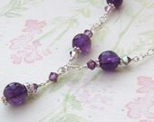 Purple Amethyst Necklace, Sterling Silver, Gemstone, Handmade Jewelry, February Birthday, Birthstone